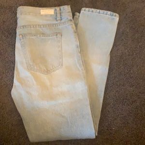 Distressed, vintage look straight leg jeans